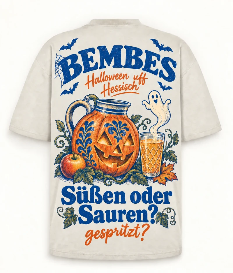 Halloween uff Hessisch – Oversized Bio-T-Shirt, Rückseite