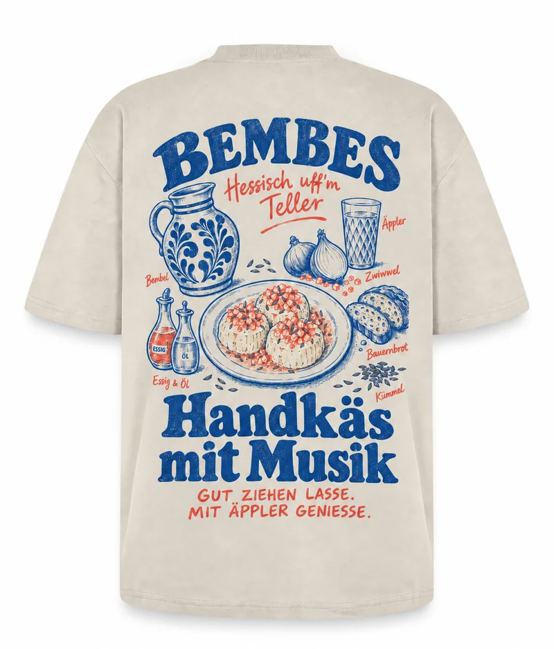 Handkäs mit Musik – Oversized Bio-T-Shirt, Rückseite