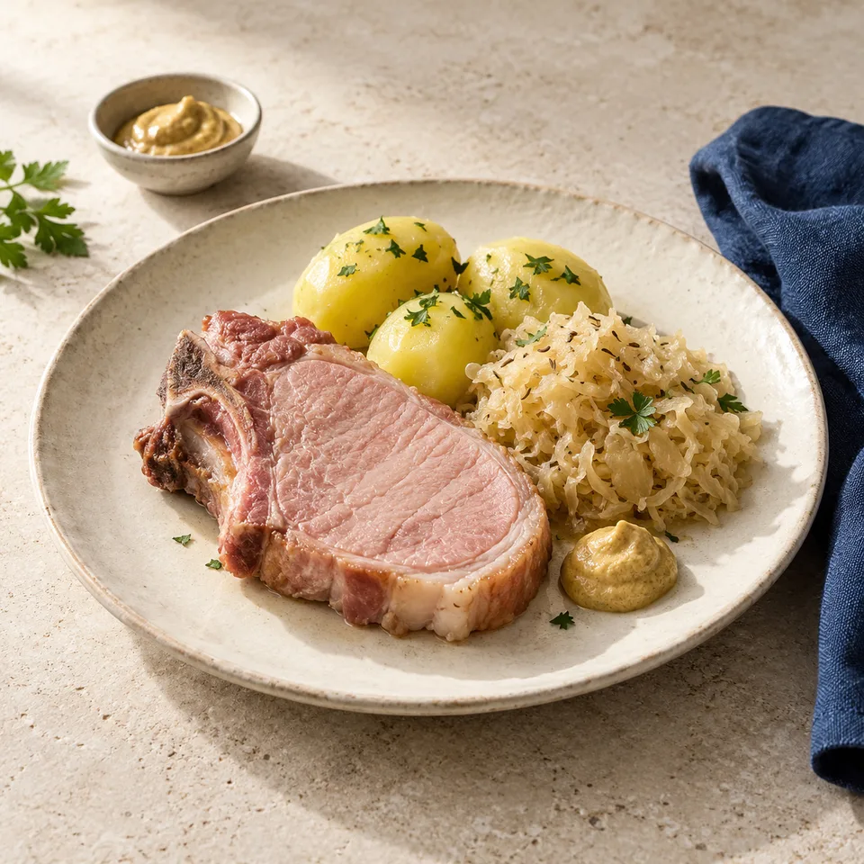 Rippche mit Kraut & Kartoffeln – Serviervorschlag